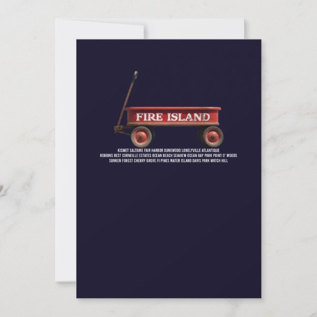 Invitación Vagón rojo retro de la isla de Fire Island playa v (Anverso)