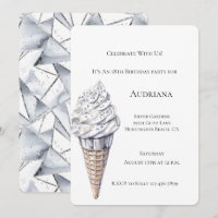 Vainilla Plata Confetti Helado Crema Cono Cumpleañ