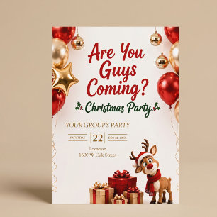 Invitación ¿Vais a venir? Fiesta de Navidad de renos