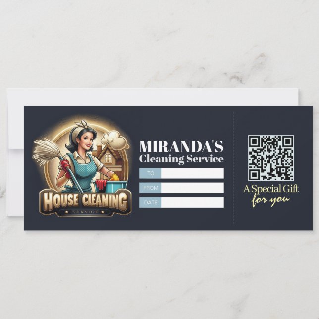 Invitación Vale de certificado de regalo de servicios de limp (Anverso)