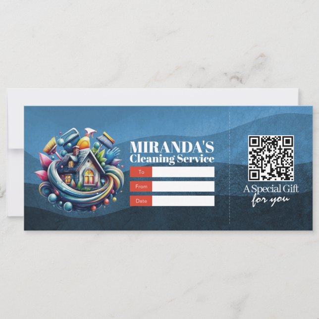 Invitación Vale de certificado de regalo de servicios de limp (Anverso)