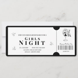 Invitación Vale de Noche de Chicas Minimalista en Negrita