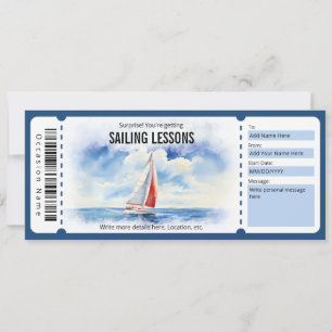 Invitación Vale de regalo de lecciones de vela sorpresa