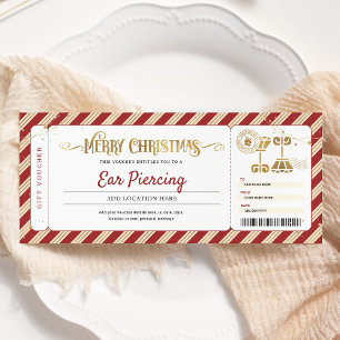 Invitación Vale de regalo de piercing en la oreja de Navidad