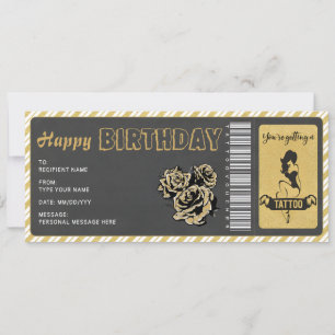 Invitación Vale de regalo de tatuaje personalizado