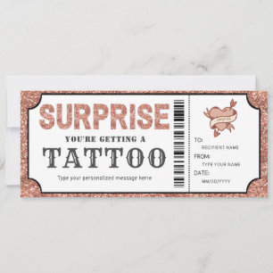 Invitación Vale de regalo de tatuaje personalizado en oro ros