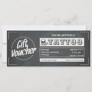 Invitación Vale de regalo de tatuaje personalizado simple