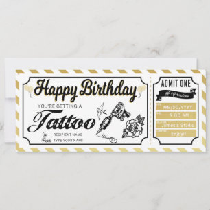 Invitación Vale de regalo de tinta para tatuaje sorpresa de c