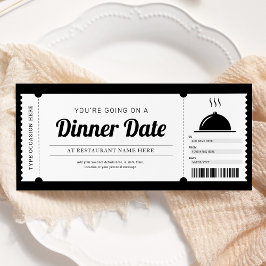 Invitación Vale de reserva para cena de noche de cita en rest