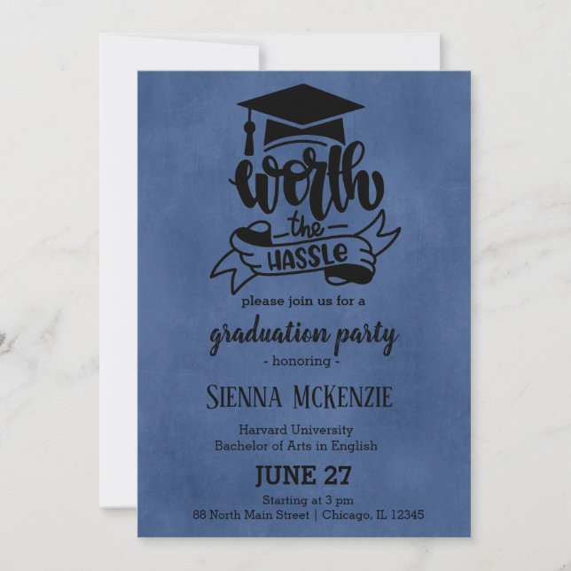 Invitación Vale la pena la molestia - Azul (Anverso)