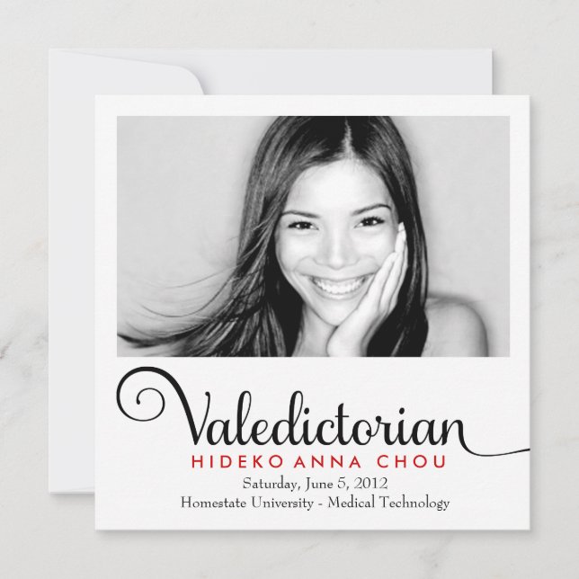 invitación Valedictorian de Graduación (Anverso)