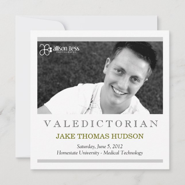 invitación Valedictorian de Graduación (Anverso)