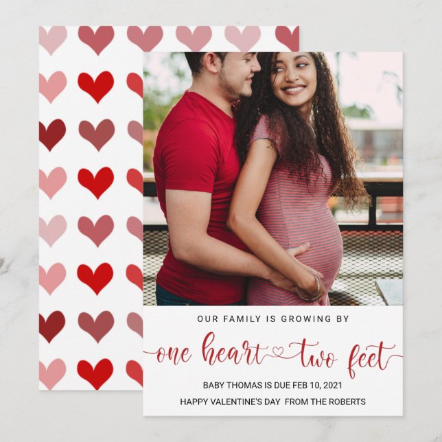 invitación valentina del embarazo del bebé corazón (Anverso / Reverso)