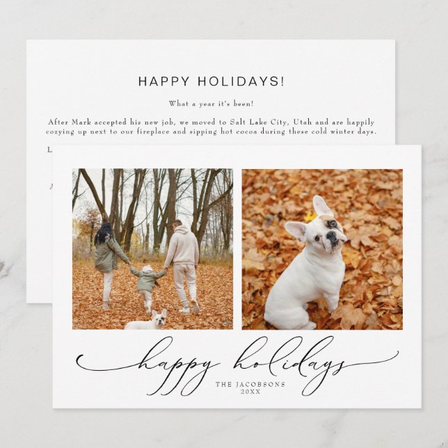 Invitación VALENTINA Elegant Script 2 Foto Felices Fiestas (Anverso / Reverso)