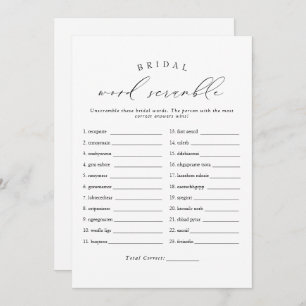 Invitación VALENTINA Elegante Script Bridal Word Scramble Jue