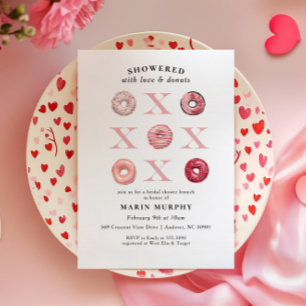 Invitación Valentina rosa roja suave Donut Bridal Shower
