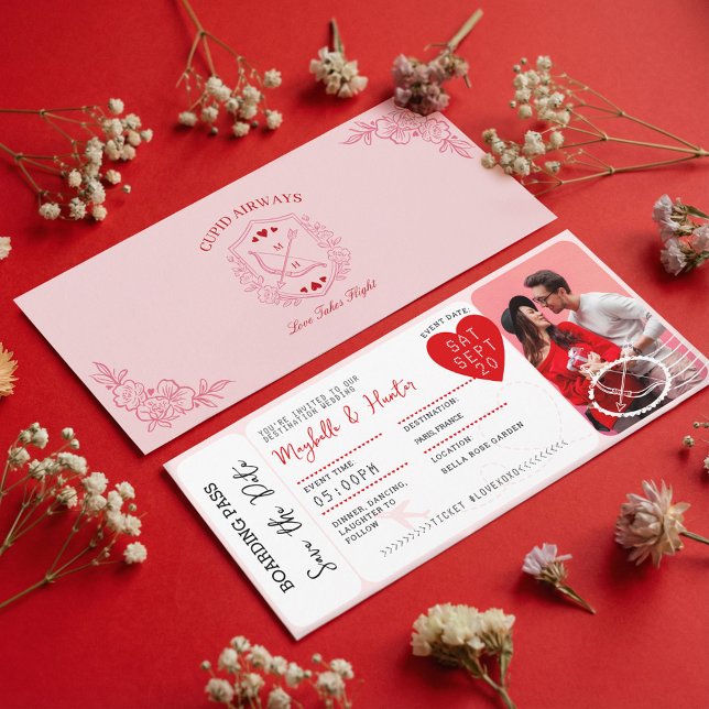 Invitación Valentine Airplane Boarding Pass Save The Date (Subido por el creador)
