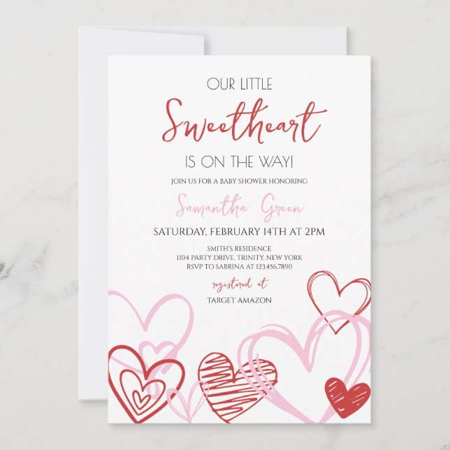 Invitación Valentine Baby Shower (Anverso)
