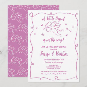 Invitación Valentine Baby Shower Cupid Chica Pink Love
