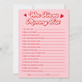 Invitación Valentine Baby Shower Who Knows Mommy Best Game