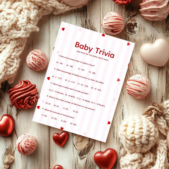 Invitación Valentine Baby trivia Baby shower game Card (Subido por el creador)