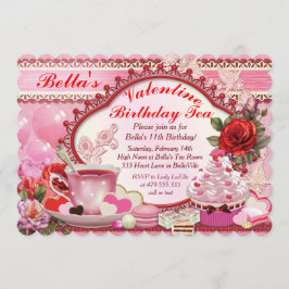 Invitación Valentine Birthday Tea Fiesta