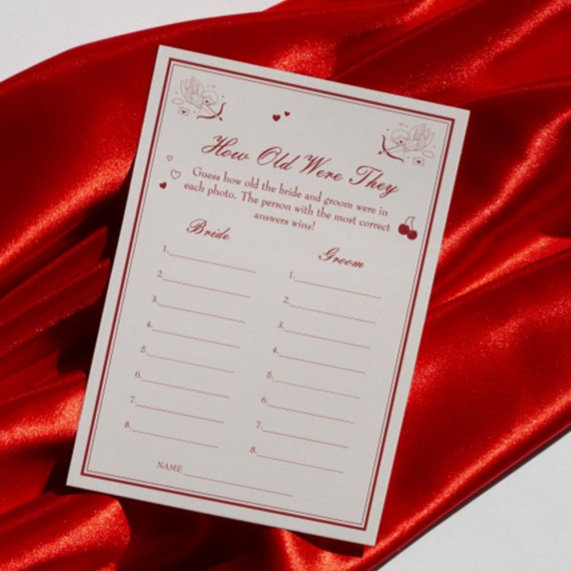 Invitación Valentine Bridal Shower Age Guessing Game Card (Subido por el creador)