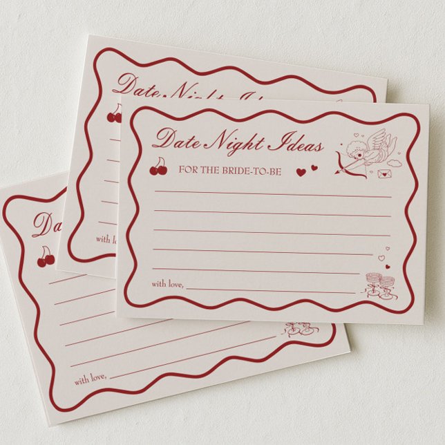 Invitación Valentine Bridal Shower Date Night Ideas Card (Subido por el creador)