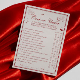 Invitación Valentine Bridal Shower Over or Under Game Card