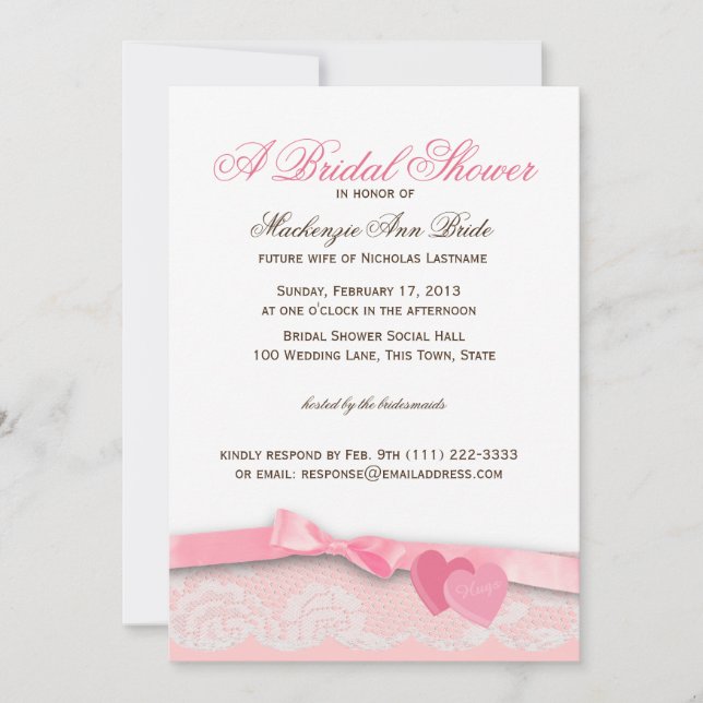 Invitación Valentine Candy Bridal Shower (Anverso)