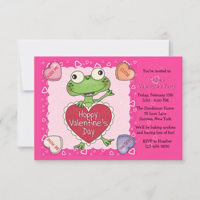 Invitación Valentine Candy Corre al Fiesta de San Valentín (Anverso)