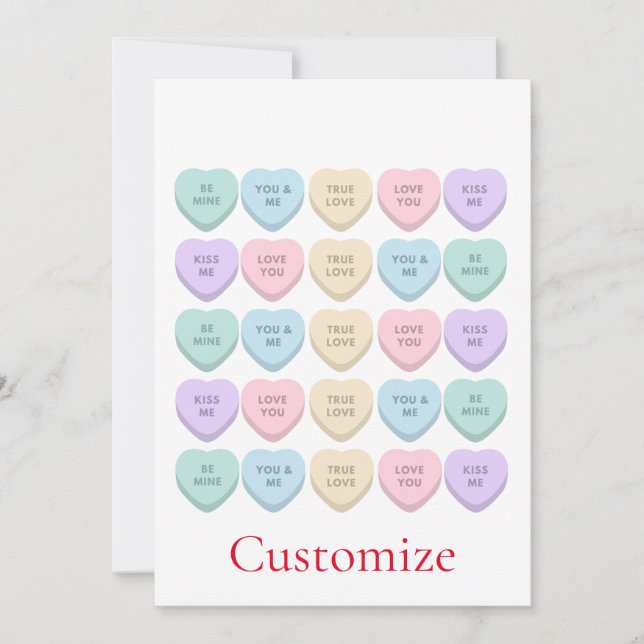 Invitación Valentine Candy Hearts Thunder_Cove (Anverso)