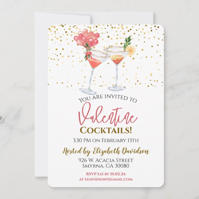Invitación Valentine Cocktail Fiesta (Anverso)