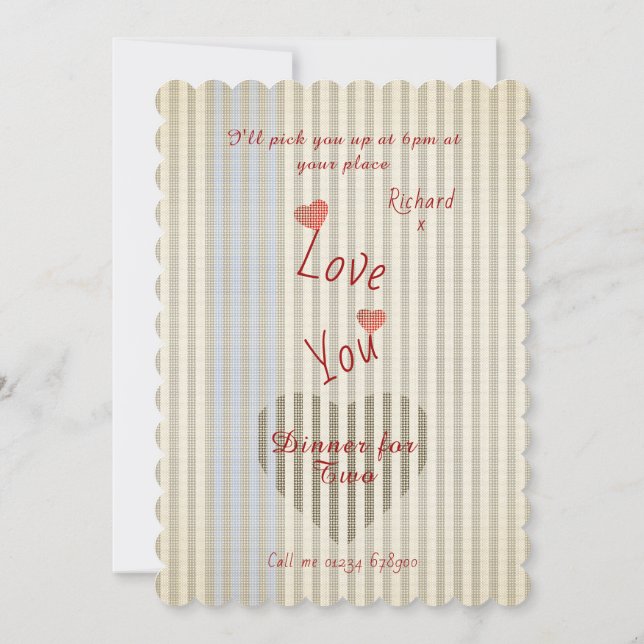 Invitación Valentine Dinner Hearts (Reverso)