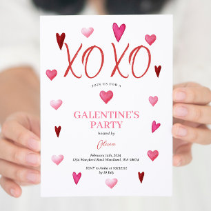 Invitación Valentine, Fiesta del Día del Galentino Rosa de XO