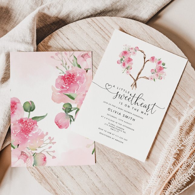 Invitación Valentine floral corazón peony pequeño amor (Subido por el creador)