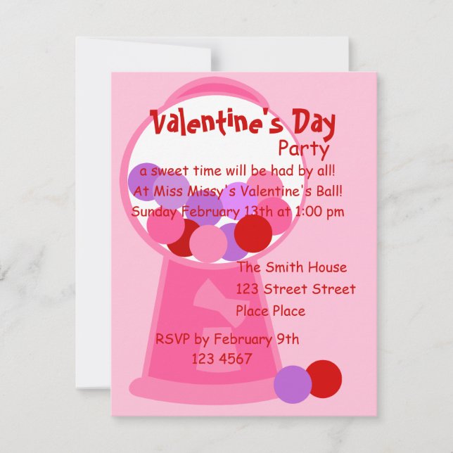 Invitación Valentine Gumball Machine (Anverso)