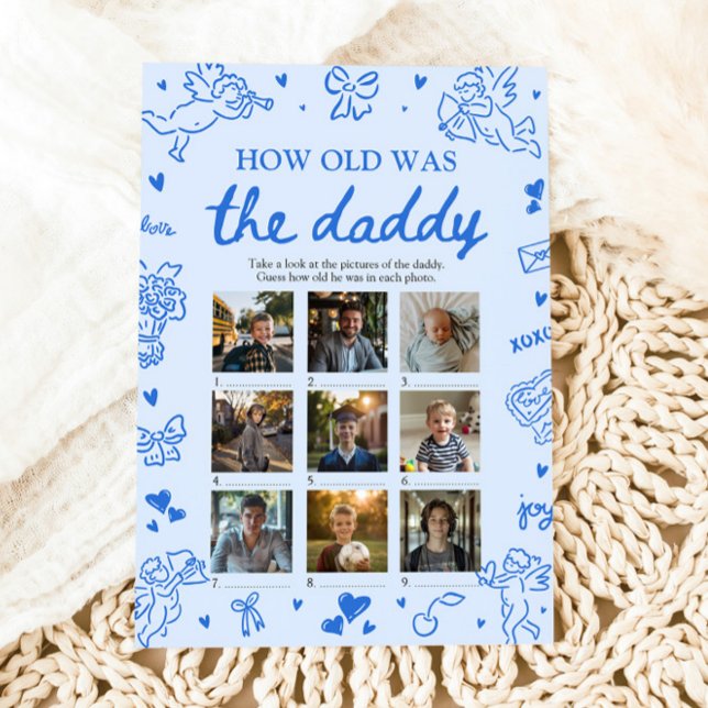 Invitación Valentine Hand Drawn How Old Was The Daddy Game (Valentine Hand Drawn How Old Was The Daddy Game)