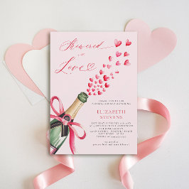 Invitación Valentine Hearts Bubbly Brunch Pink Bridal Shower