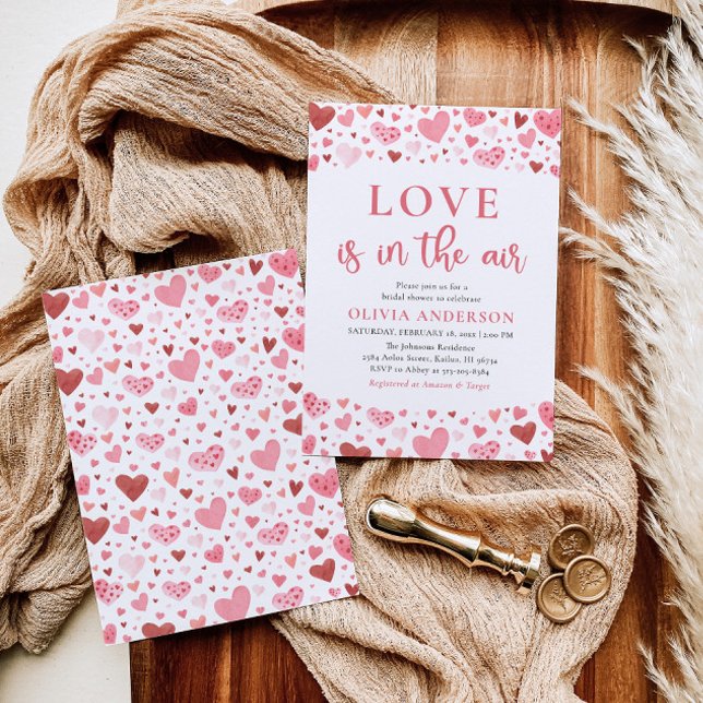 Invitación Valentine Hearts Love está en la ducha Air Bridal (Subido por el creador)