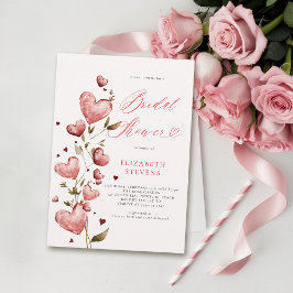 Invitación Valentine Hearts Love Garden Pink Bridal Shower