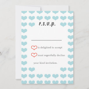Invitación Valentine Hearts RSVP (Rojo + Azul cielo)