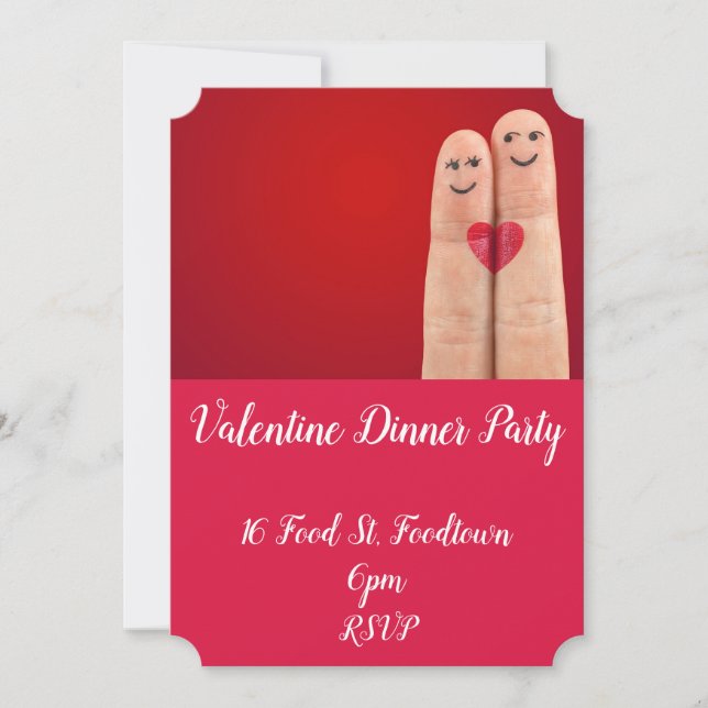 Invitación Valentine lindo corazón fiesta de cena caprichosa (Anverso)