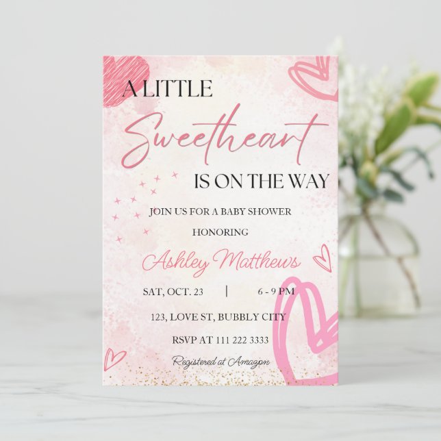 Invitación Valentine Little Chica Baby Shower (Anverso de pie)