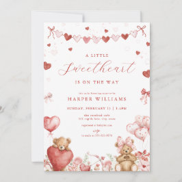 Invitación Valentine Love Bear Little Sweetheart Baby Shower