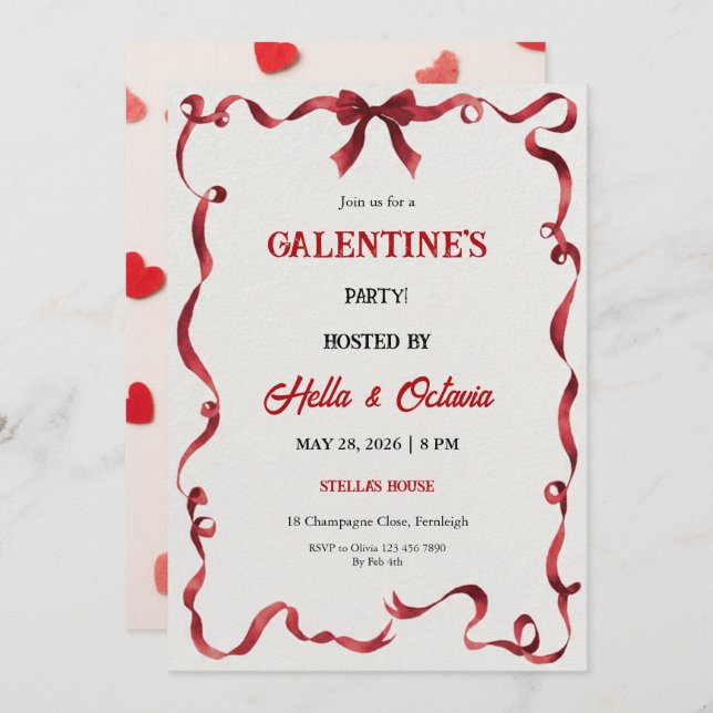Invitación Valentine Party Invitation Printable (Anverso / Reverso)