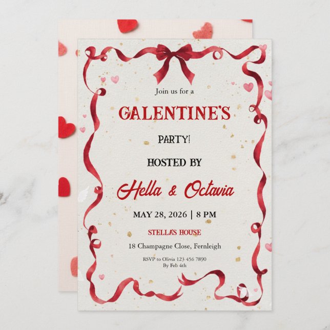 Invitación Valentine Party Invitation Printable (Anverso / Reverso)