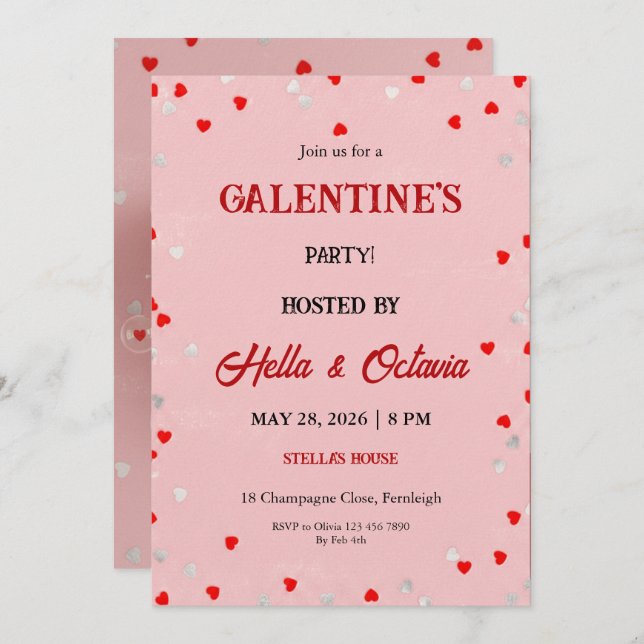 Invitación Valentine Party Invitation Printable Template (Anverso / Reverso)