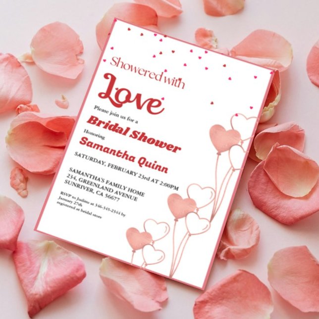 Invitación Valentine Pink & Red Heart Bridal Shower (Subido por el creador)