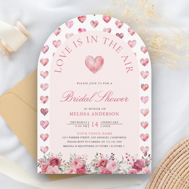 Invitación Valentine Pink Red Hearts Querida Ducha Bridal (Subido por el creador)